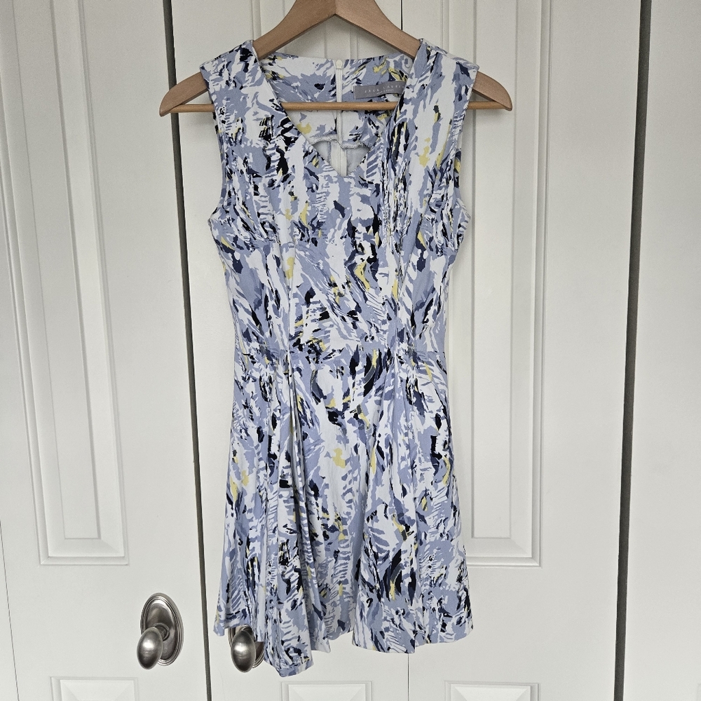 Abstract Print Sleeveless Dress - Blue